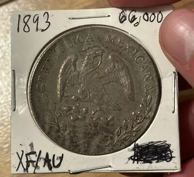 1893 Mexico 8 Reales XF+ Toned Problem Free Original Silver LOW MINTAGE 66000 • $105