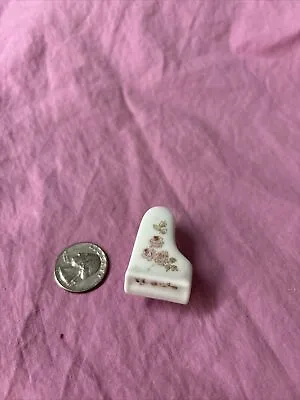 Vintage Tiny Porcelain Piano White With Pink Flowers Figurine - Doll House • $3