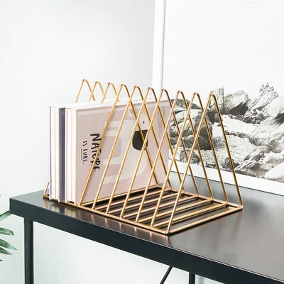 £13.99 • Buy Metal Gold Magazine Holder Rack - 9 Slot Triangle Desktop File Storage Organiser
