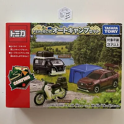 TOMICA Auto Camping Set (Toyota RAV4 Toyota HiAce Honda Super Cub & Tent) T27 • $35.95