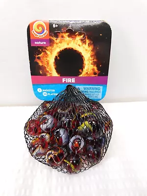 FIRE- Bag 24 Player Mega Fun Vacor Marbles &1 Shooter-Instruction Facts • $3.95