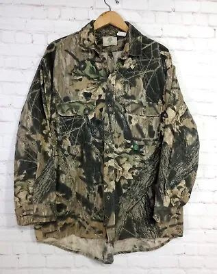 Vintage Mossy Oak Camouflage Breakup Flannel Chamois Shirt Size XL Made In USA • $63