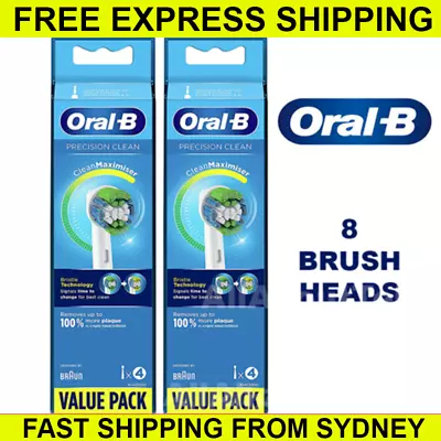 $29.50 • Buy 8 X Genuine Oral B Replacement Electric Toothbrush Heads Precision Clean - Braun