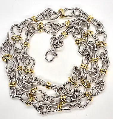 Judith Ripka Verona Sterling  Two-Tone Infinity Link Necklace  32   57.5 Grams • $224.95