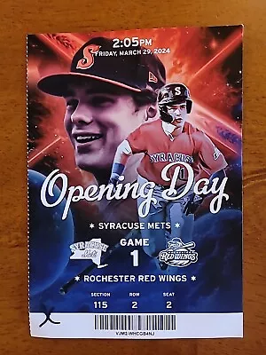 Drew Gilbert Syracuse Mets Opening Day Ticket **FREE SHIPPING** • $50
