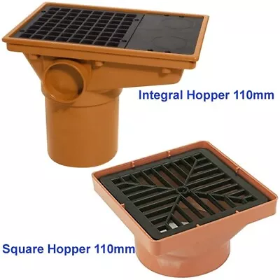 Underground Drainage 110mm SQUARE & INTEGRAL Hopper Underground Pipe Fittings. • £8.99