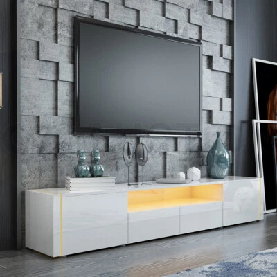 $279.95 • Buy 205cm RGB LED TV Stand Cabinet Wood Entertainment Unit Gloss Front Storage White