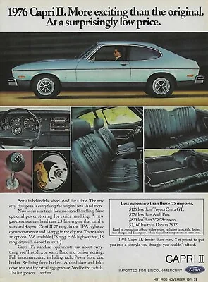 1976 Mercury Capri Ad Blue 2.3 Litre 4 Speed Vintage Magazine Advertisement 76 • $5
