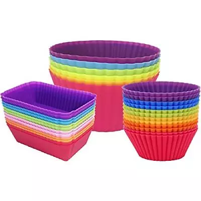 $22.20 • Buy Silicone Cupcake Baking Cups Jumbo Muffin Liners Reusable Non-stick Cake Molds S