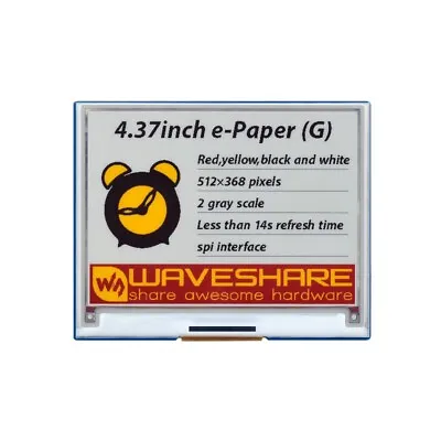 4.37inch E-Paper Module (G) 512 × 368 E-ink Display Red/Yellow/Black/White • $36.09