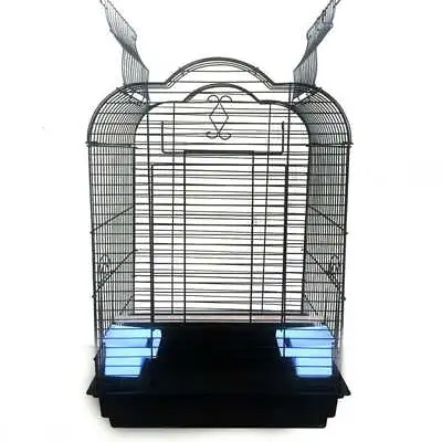 Pet Bird Cage Parrot Aviary Canary Budgie Finch Perch Black Portable Metal • $48.69