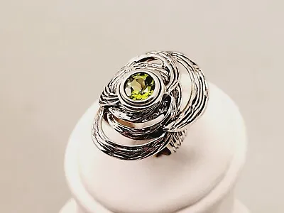 Hagit Gorali Hg Israel Sterling Silver Peridot Large Modernist Ring Size 6 • $44.95