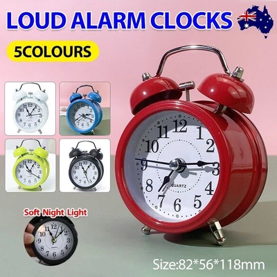 $17.55 • Buy Twin Bell Alarm Clock Vintage Retro Loud Clocks Battery Bedside Desk Analogue AU