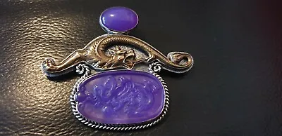 Amy Kahn Russell Sterling Silver And Amethyst Dragon Pendant/broach.  • $620