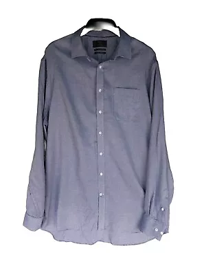 M&S Luxury Shirt Longer Sleeve And Body 17.5 XXXXL 4XL Navy Mix • £12.99