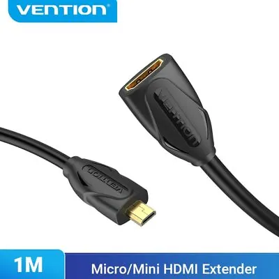 Micro Mini HDMI Extension Cable Lead Male To Female High Speed 1080P TV Camera • £8.58