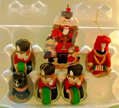 Lot Of 6 VTG Ceramic Resin Felt Christmas Holiday NutCracker Ornaments  3  #24 • $10.99