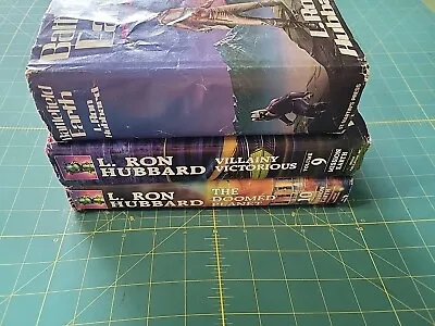 Lot Of 3 L. Ron Hubbard HCDJ Books Battlefield Earth Villainy Victorious Doomed  • $5.99