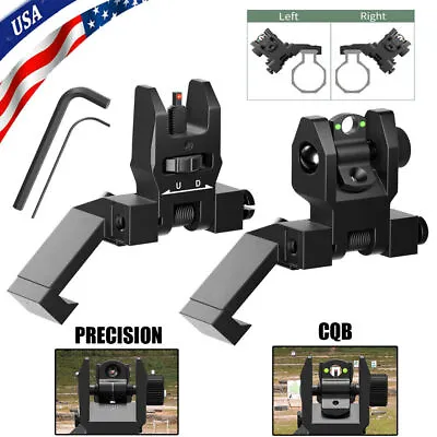 Tactical Fiber Optics Iron Sights 45 Degree Offset Flip Up Front And Rear Sight • $18.59