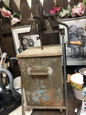 $94 • Buy Antique Metal/wood Butter Churn  Wood Dashers. In Good Working Order