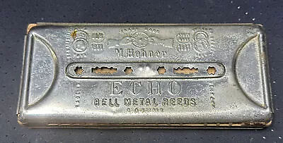 Rare Vintage M Hohner Echo Bell Metal Reeds Two Sided Harmonica - Germany • $25