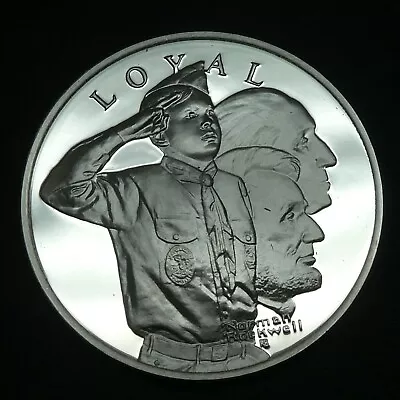 NORMAN ROCKWELL A SCOUT IS LOYAL FM Stereling Silver Medal Coin 0.80 Oz 39 Mm • $49.99