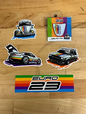 EURO23 Car Show VW Beetle Hood Rainbow Enamel Pin W Decal Limited Edition Xx/100 • $18.99