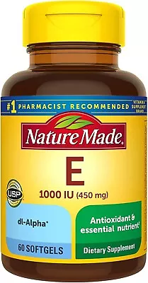 Nature Made Vitamin E 450 Mg (1000 IU) Dl-Alpha Softgels 60 Count • $21