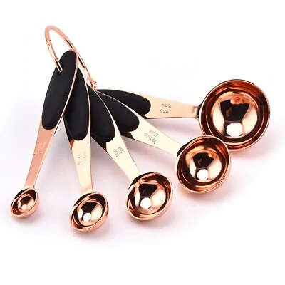 Stainless Steel Measuring Cups Spoons Set Rose Gold Kitchen Baking Cooking Tools • £7.78