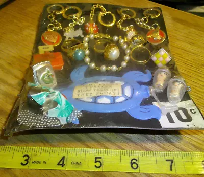 Vintage Display 10c Card Key Rings Rings Toys #jd 205 • $25