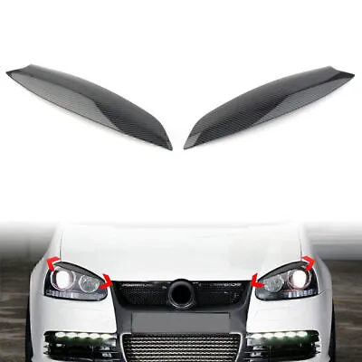 $17.11 • Buy Carbon Fiber Headlight Eye Lid Eyebrow Cover Fit VW Golf 5 GTI R32 MK5 05-07 US