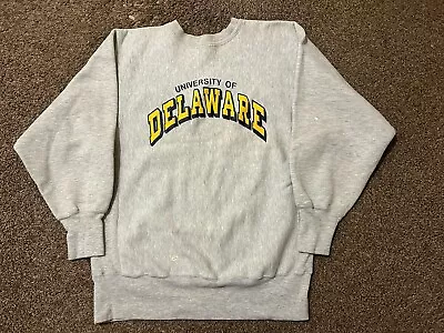 Vintage 90s UNIVERSITY OF DELAWARE Champion Reverse Weave Crewneck Sweatshirt L • $59.99