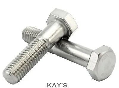 M12(12mmØ) PART THREADED HEX HEAD BOLTS HEXAGON SCREWS A2 STAINLESS STEEL KAY'S • £7.38