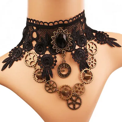 Vintage LaceGothic Steampunk Collar Choker Pendant Necklace Charm Jewelry Gif-hf • $5.48