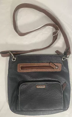 Minicci Black With Brown  Crossbody Purse W/Zipper  & Adjustable Shoulder Strap • $18