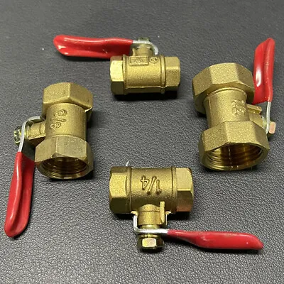 £3.66 • Buy Brass Female To Female Ball Valve - Red Lever Handle - Sizes 1/8  - 1/2  BSP