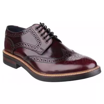 Base London Woburn Mens Red Leather Lace Up Country Brogues Shoes Size 7-12 • £68.99