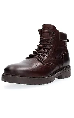 £40.94 • Buy JACK & JONES Hounslow Leather Boots Shoe Dark Brown Stone Biker Boot