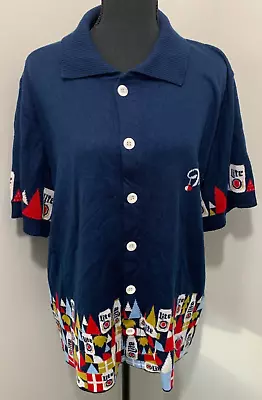 Miller Lite Mens Beer Button Up Short Sleeve Christmas Cardigan Sweater Size XL • $21