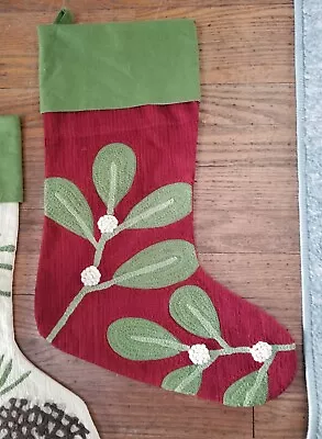$39.50 • Buy EUC Pottery Barn Crewel  Christmas  Stocking  19.5  NO NAME
