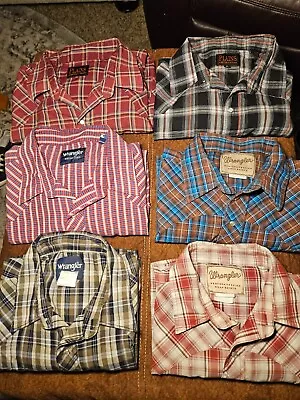 Plains&Wrangler Western Pearl Snap Plaid Shirts Mens  Lot Of 6 Shirts XXL/XL/L • $39.99