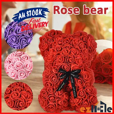 $17.08 • Buy 25cm Rose Flower Teddy Bear Toy Wedding Valentine's Day Gift For Girlfriend AU