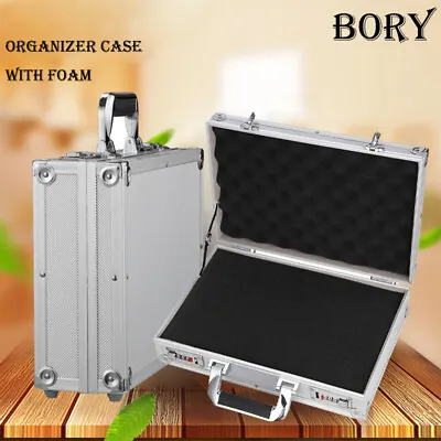 Aluminum Laptop Briefcase Mens Business Storage Boxes Hard Carry Case With Foam • $44.72