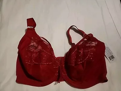 NWT Elomi 4550 Priya Full Coverage Plunge Bra Sz 38H Unlined Underwire Red Lace • $18