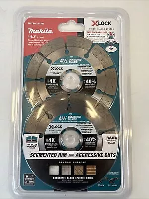 Makita X LOCK Segmented Diamond Blade Masonry 4-1/2 Inch 2 Pack E-07200 115mm • $19.95