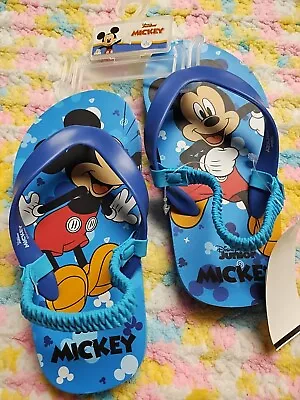 Disney Junior Toddler Mickey Flip Flops Size 9/10. Large. Blue.  • $10.25