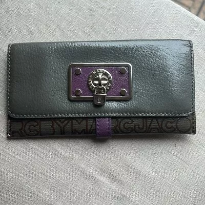 Vintage Marc By Marc Jacobs Patent Gray Leather And Purple Long Wallet • $85