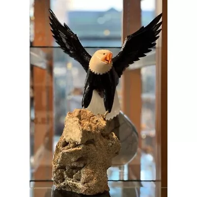 15 Inch White And Black Marble American Eagle Crystal • $950