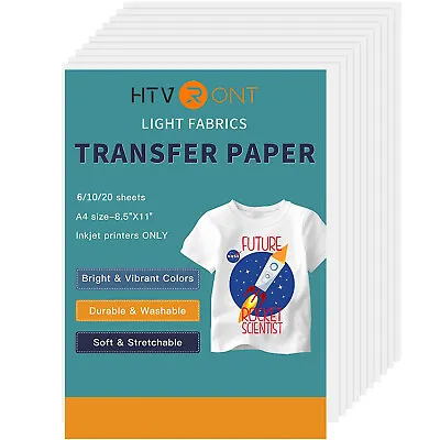 A4 Heat Transfer Paper For T Shirts Iron Printable Heat Transfer Inkjet Printer • £12.97