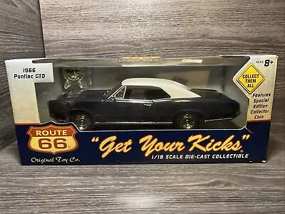 1966 Pontiac GTO 1:18 Scale Die Cast Car Blue / White Ertl Route 66 Get Kicks • $78